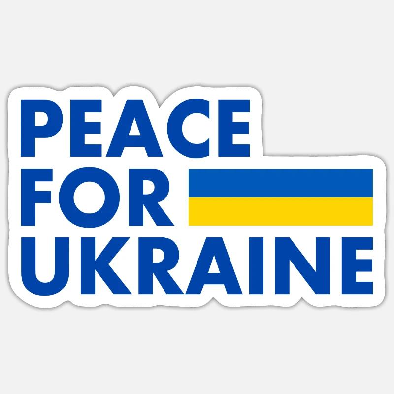 Peace for ukraine - Sticker taille S (10 x 10 cm) - blanc mat