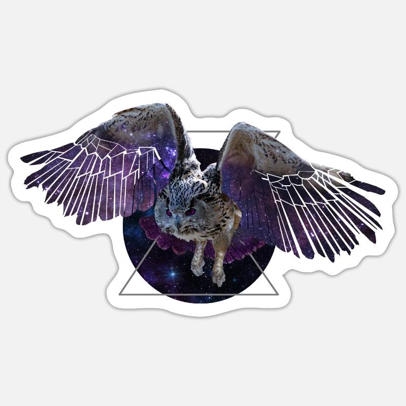 Weltraumeule - Sticker Größe S (10 x 10 cm) - Mattweiß