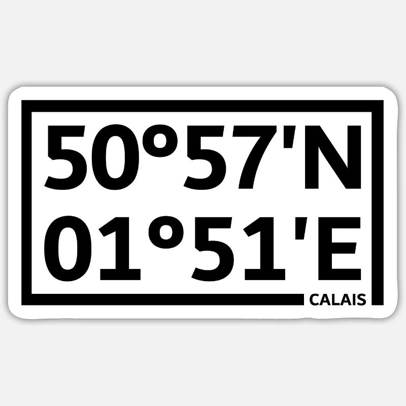 Coordonnées de Calais - Sticker taille S (10 x 10 cm) - blanc mat