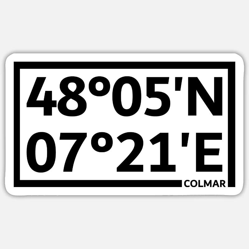 Coordonnées de Colmar - Sticker taille S (10 x 10 cm) - blanc mat