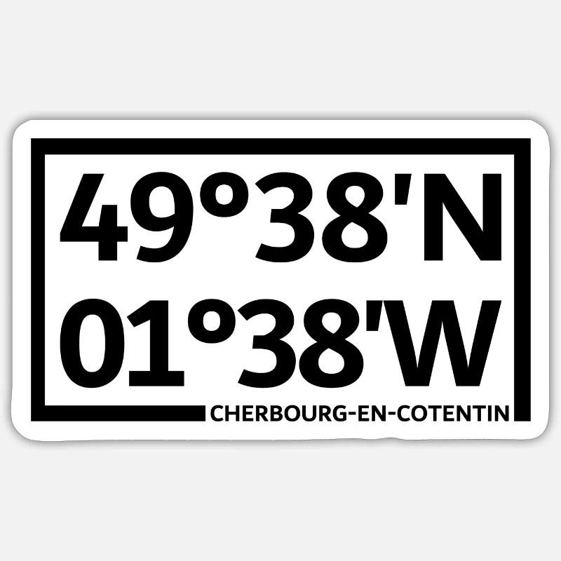 Cherbourg-en-Cotentin coordinates - Sticker size S (10 x 10 cm) - white matte