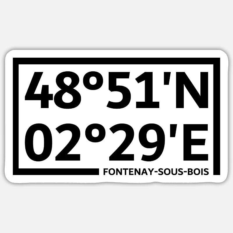 Fontenay-sous-Bois coordinates - Sticker size S (10 x 10 cm) - white matte