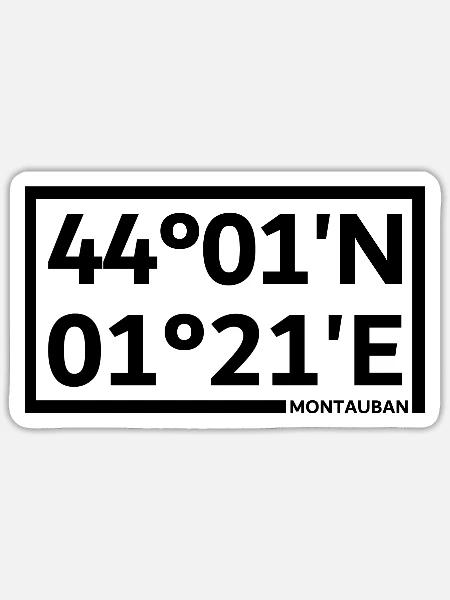 Coordonnées de Montauban - Sticker taille S (10 x 10 cm) - blanc mat