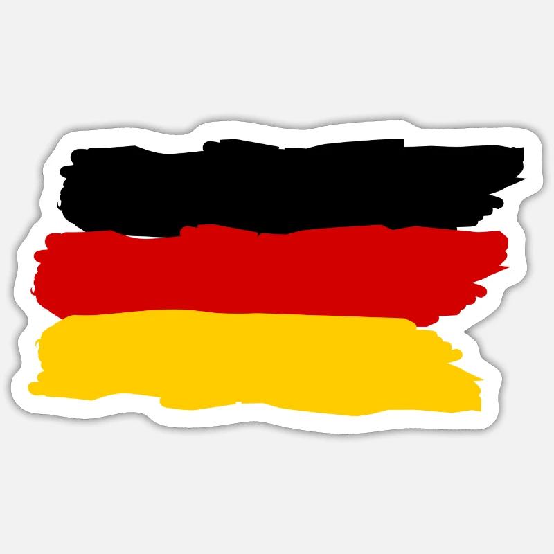 Le drapeau allemand - Sticker taille S (10 x 10 cm) - blanc mat