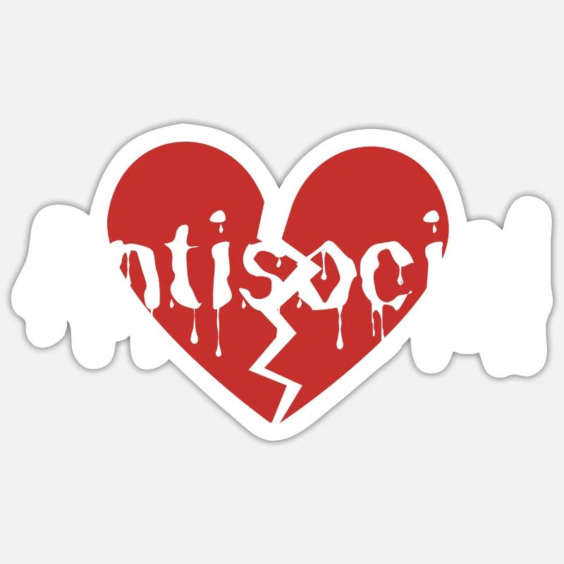 Antisocial broken Sticker Größe S (10 x 10 cm)