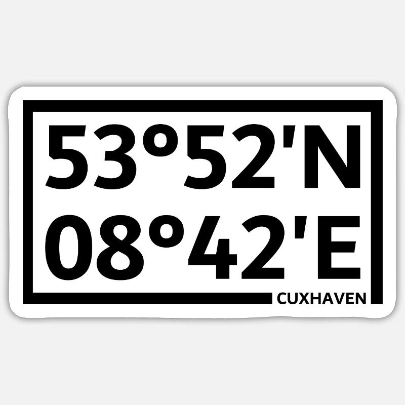 Coordonnées de Cuxhaven - Sticker taille S (10 x 10 cm) - blanc mat