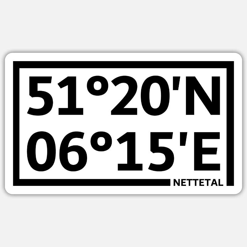 Coordonnées de Nettetal - Sticker taille S (10 x 10 cm) - blanc mat