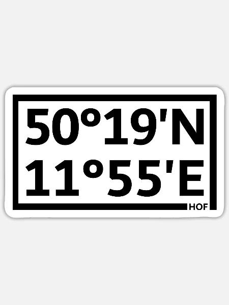 Hof Koordinaten - Sticker Größe S (10 x 10 cm) - Mattweiß