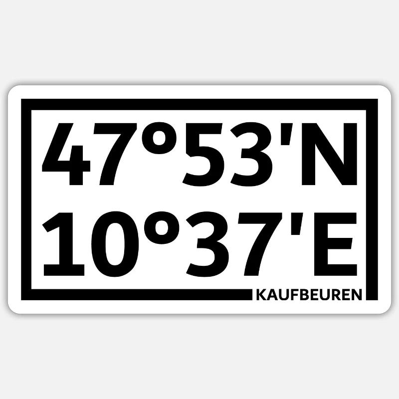 Coordonnées de Kaufbeuren - Sticker taille S (10 x 10 cm) - blanc mat