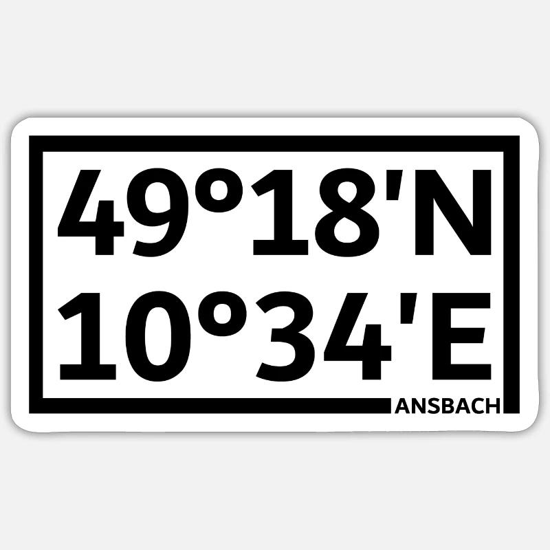 Coordonnées d’Ansbach - Sticker taille S (10 x 10 cm) - blanc mat