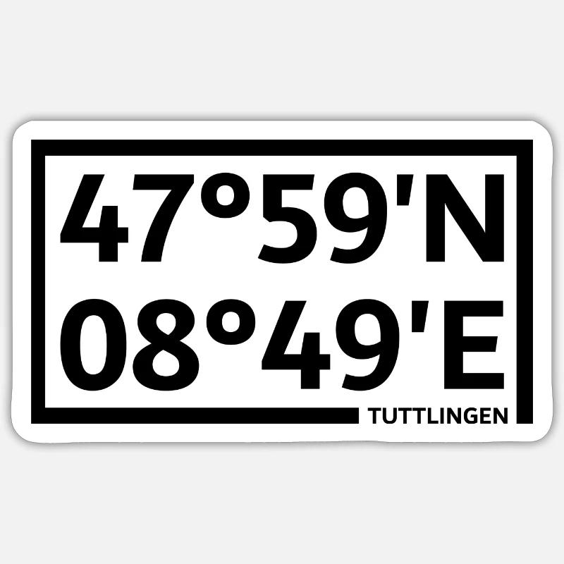 Coordonnées de Tuttlingen - Sticker taille S (10 x 10 cm) - blanc mat
