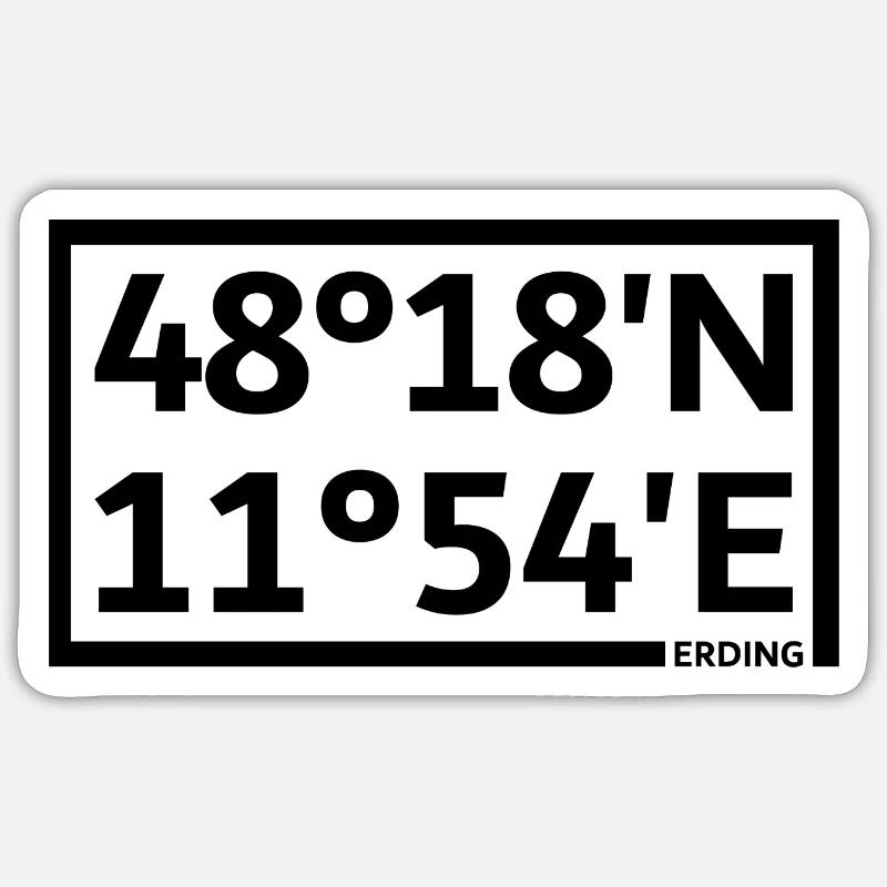 Coordonnées d’Erding - Sticker taille S (10 x 10 cm) - blanc mat