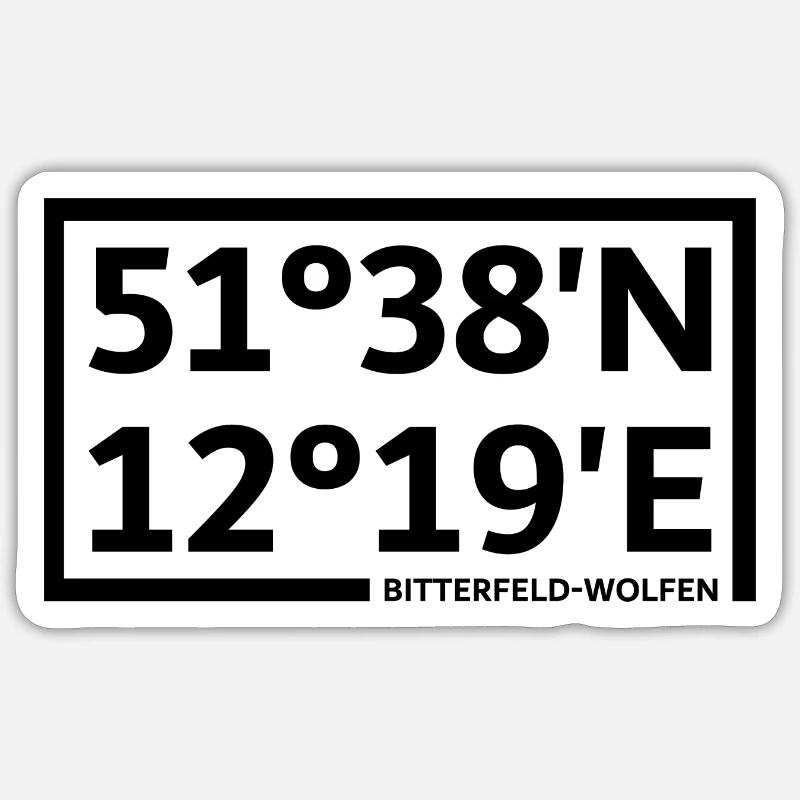 Coordonnées de Bitterfeld-Wolfen - Sticker taille S (10 x 10 cm) - blanc mat