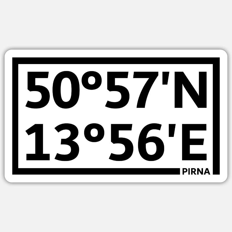 Coordonnées de Pirna - Sticker taille S (10 x 10 cm) - blanc mat