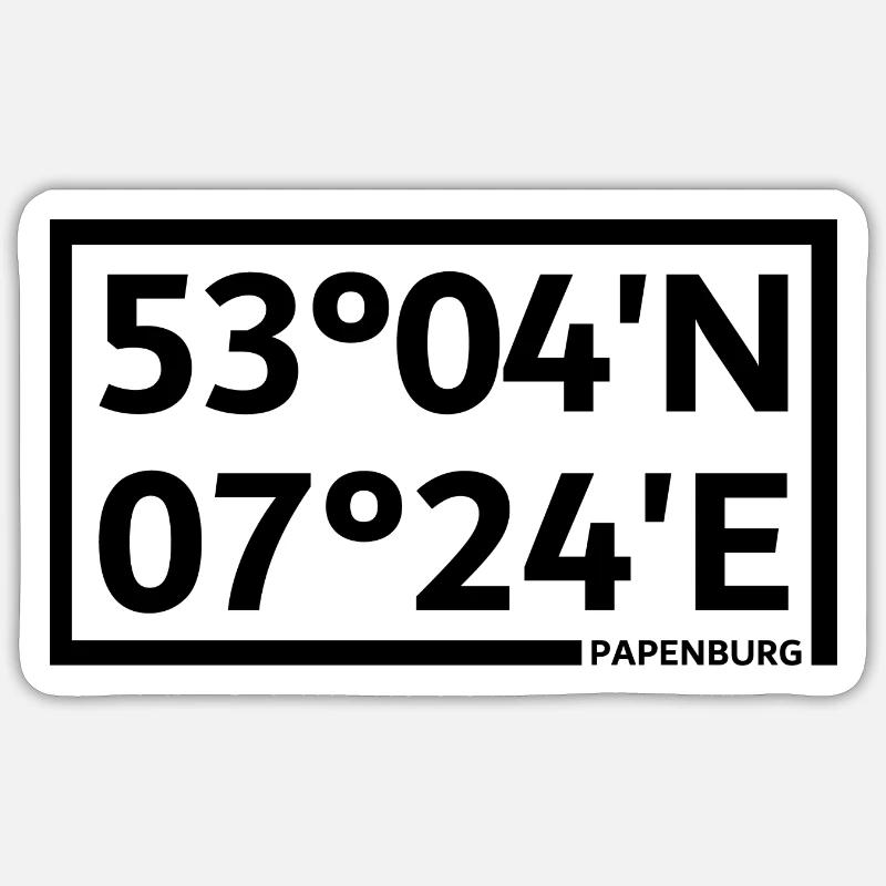 Coordonnées de Papenburg - Sticker taille S (10 x 10 cm) - blanc mat