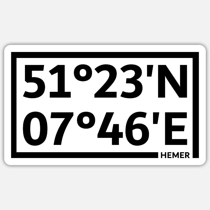 Coordonnées Hemer - Sticker taille S (10 x 10 cm) - blanc mat