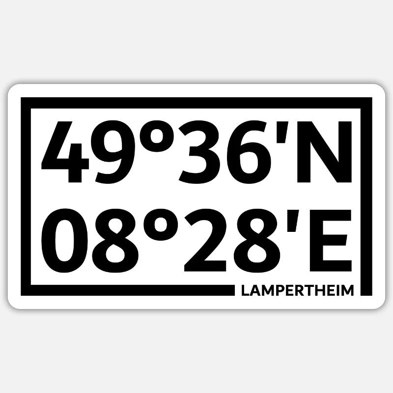 Coordonnées de Lampertheim - Sticker taille S (10 x 10 cm) - blanc mat