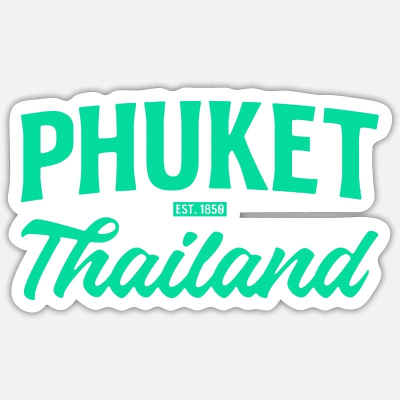 Phuket Thailand Teal Script - Sticker size S (10 x 10 cm) - white matte