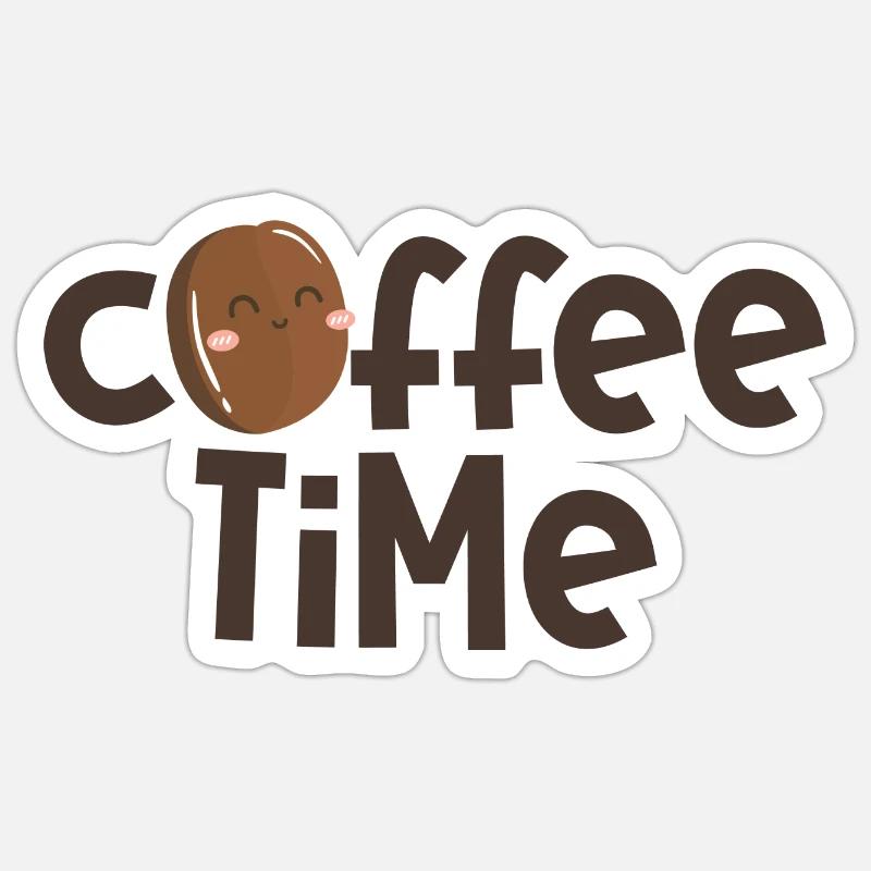 Kaffeezeit - Sticker Größe S (10 x 10 cm) - Mattweiß