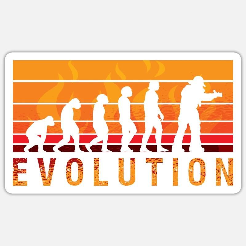 Evolution Firefighter Retro Firefighter Profession Sticker size S (10 x 10 cm)