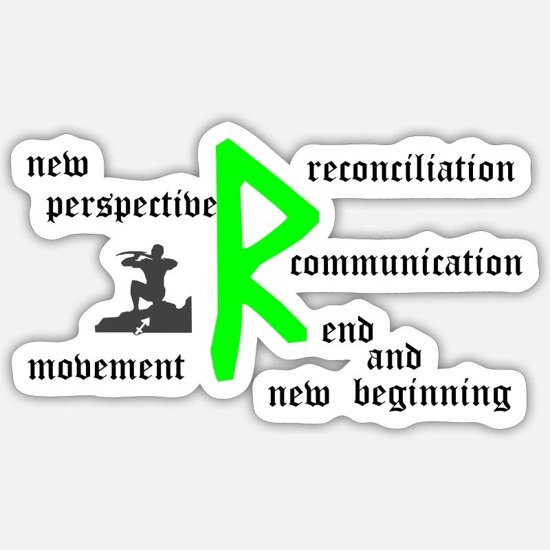 Runa "Raidho" (engl.) - Sticker Größe S (10 x 10 cm) - Mattweiß