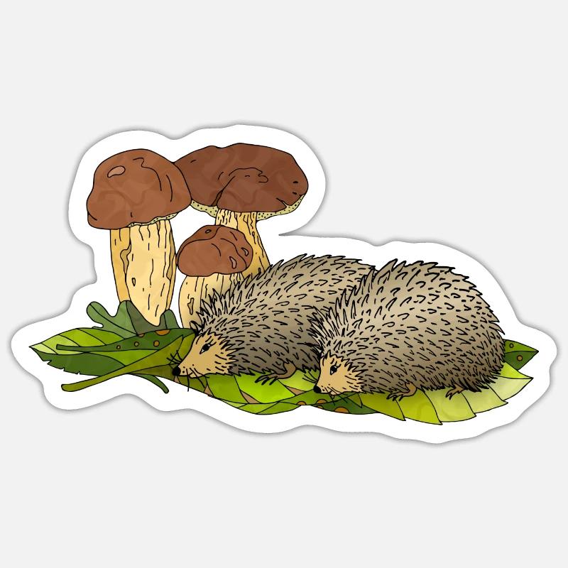 Hérissons - Sticker taille S (10 x 10 cm) - blanc mat