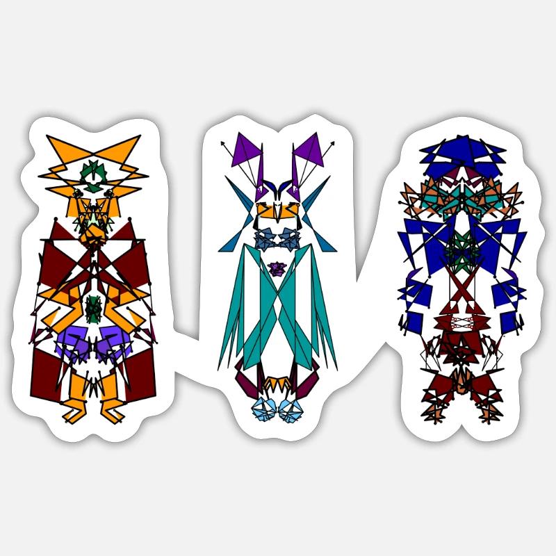 3-Kachinas - Sticker size S (10 x 10 cm) - white matte
