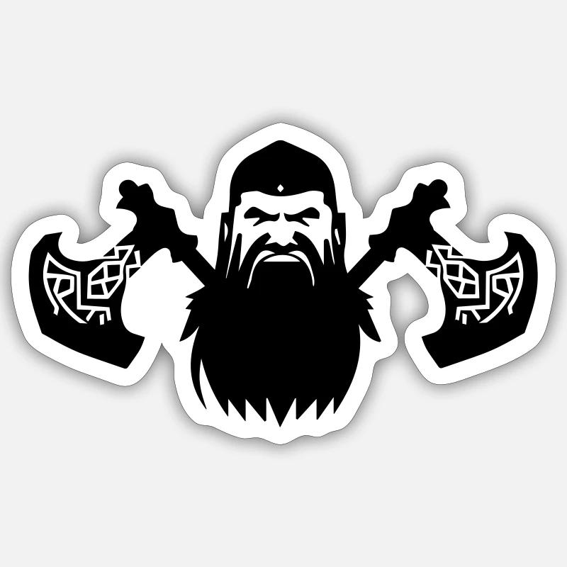 Hache des nains - Sticker taille S (10 x 10 cm) - blanc mat