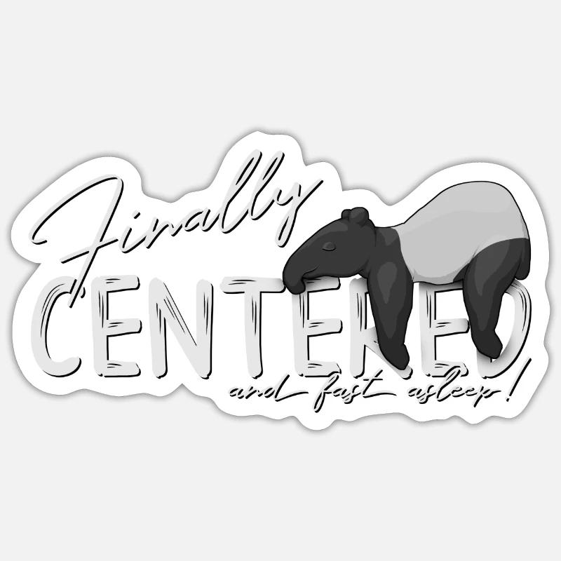Finally Centered & eingeschlafen Zen Yoga Tapir - Sticker Größe S (10 x 10 cm) - Mattweiß