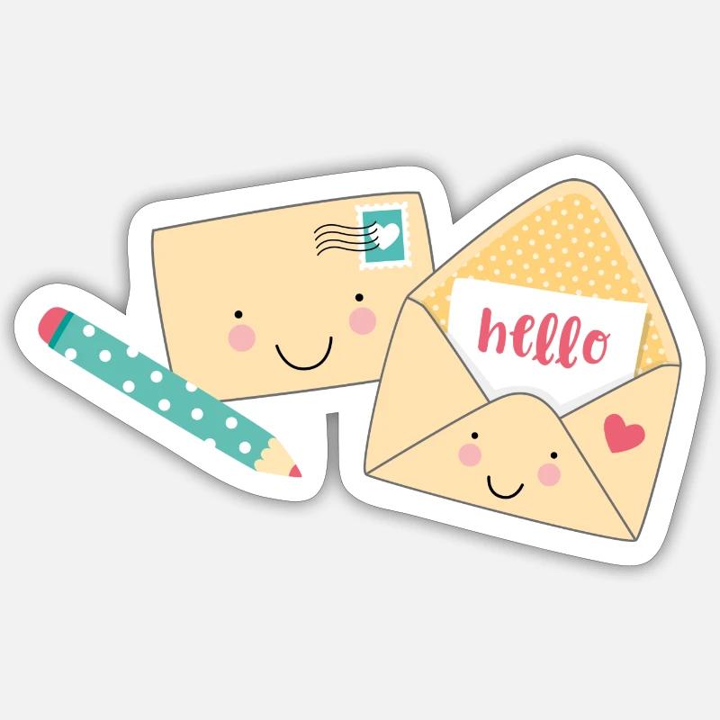 2 Briefe mit Stift - Sticker Größe S (10 x 10 cm) - Mattweiß