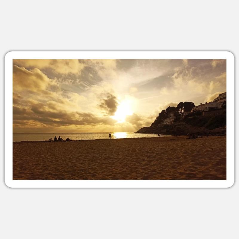 coucher de soleil - Sticker taille S (10 x 10 cm) - blanc mat