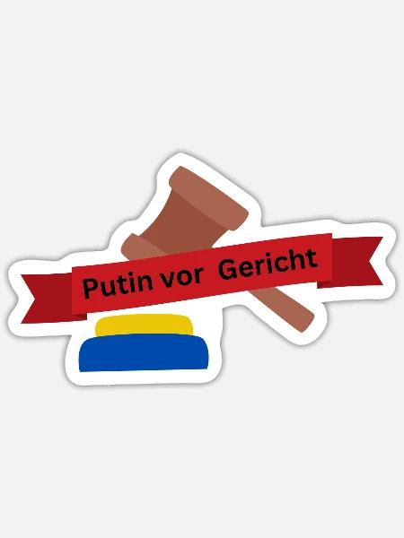 Putin vor Gericht - Sticker Größe S (10 x 10 cm) - Mattweiß