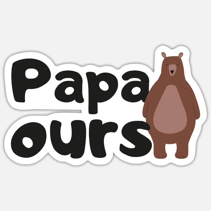 Papa ours - Sticker taille S (10 x 10 cm) - blanc mat