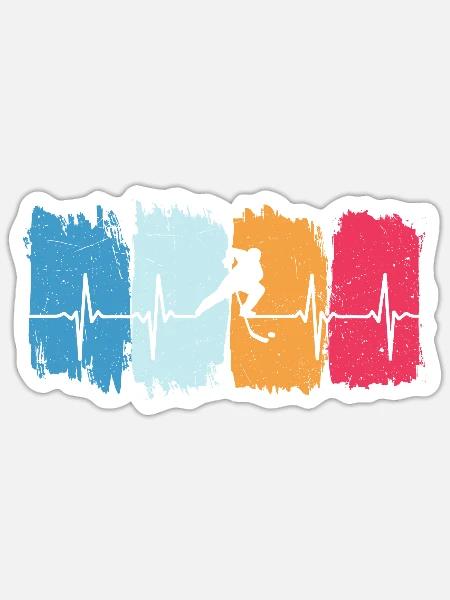 Eishockey retro herzschlag t-shirt hockey - Sticker Größe S (10 x 10 cm) - Mattweiß