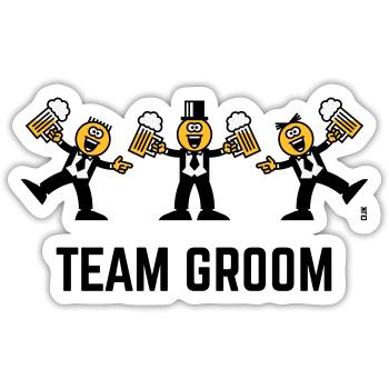 Team-Bräutigam (Junggesellenabschied, Karikatur, Tanz, 3C, B) - Sticker Größe S (10 x 10 cm) - Mattweiß - Vorne