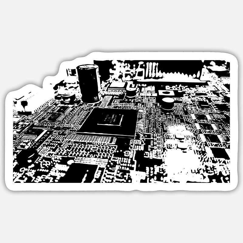 PCB Noir - Sticker taille S (10 x 10 cm) - blanc mat