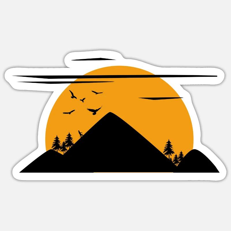 Soleil sur les sommets Sticker taille S (10 x 10 cm)