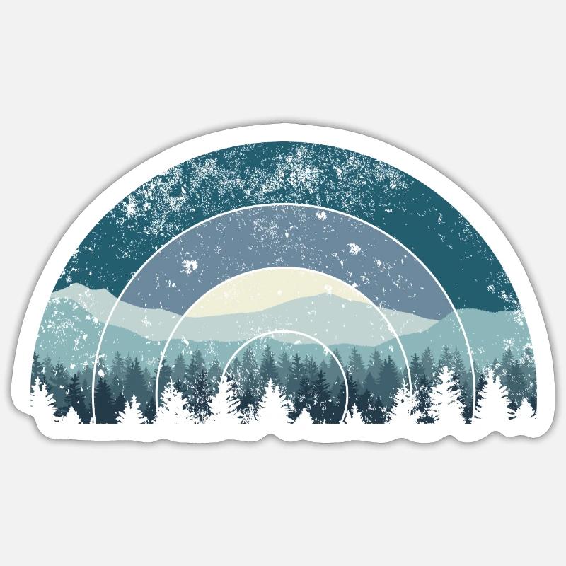 Blue Arc Forest Landscape - Sticker size S (10 x 10 cm) - white matte