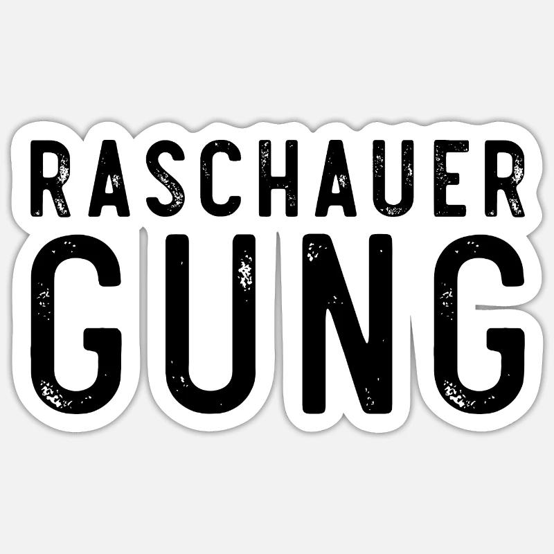 Raschauer Gung - Sticker Größe S (10 x 10 cm) - Mattweiß