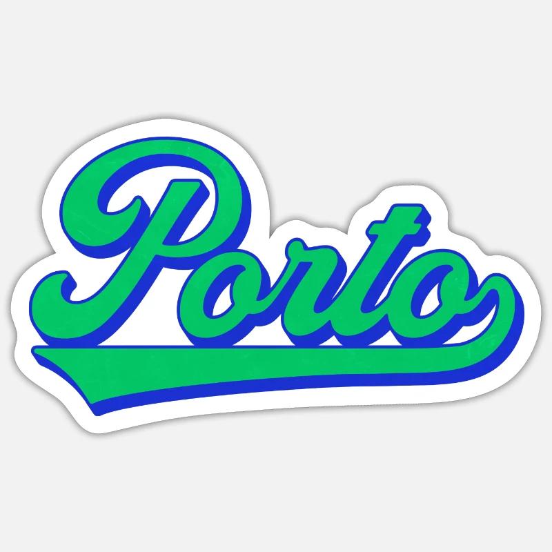 Porto Neon Script Retro - Sticker size S (10 x 10 cm) - white matte