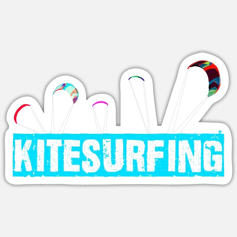 Kitesurf - Sticker taille S (10 x 10 cm) - blanc mat