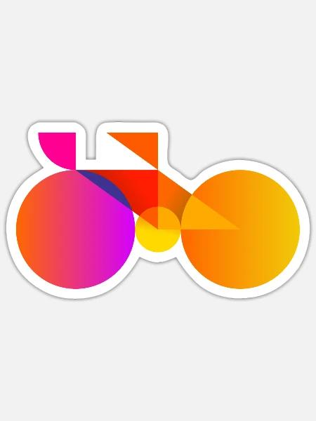 Rennrad Anatomie geometrischer Stil. - Sticker Größe S (10 x 10 cm) - Mattweiß