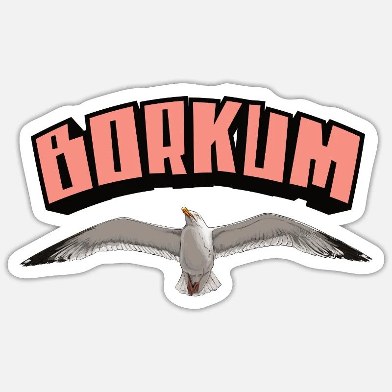 Borkum Möwe - Sticker Größe S (10 x 10 cm) - Mattweiß