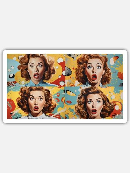 Bionic Women Pop Art - Sticker Größe S (10 x 10 cm) - Mattweiß