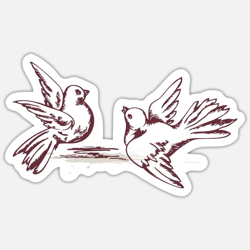 Vögel - Sticker Größe S (10 x 10 cm) - Mattweiß