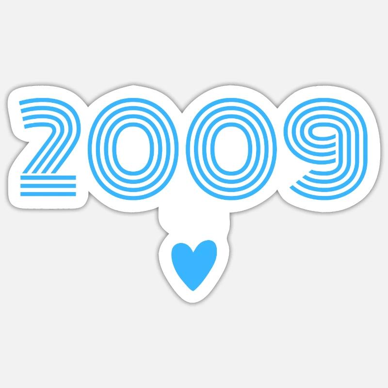 Né en 2009 garçon - Sticker taille S (10 x 10 cm) - blanc mat