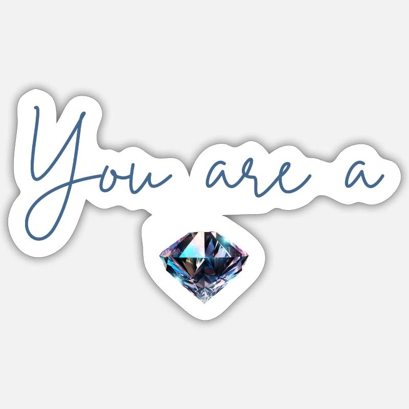 Du bist ein Diamant - Sticker Größe S (10 x 10 cm) - Mattweiß