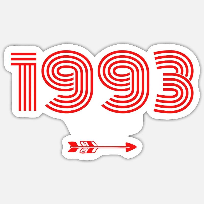 Né en 1993 - Sticker taille S (10 x 10 cm) - blanc mat