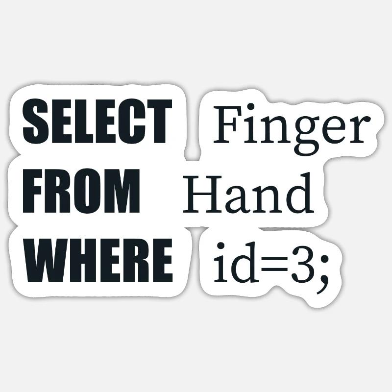 Doigt de sélection à la main, code amusant. Langage des codeurs - Sticker taille S (10 x 10 cm) - blanc mat