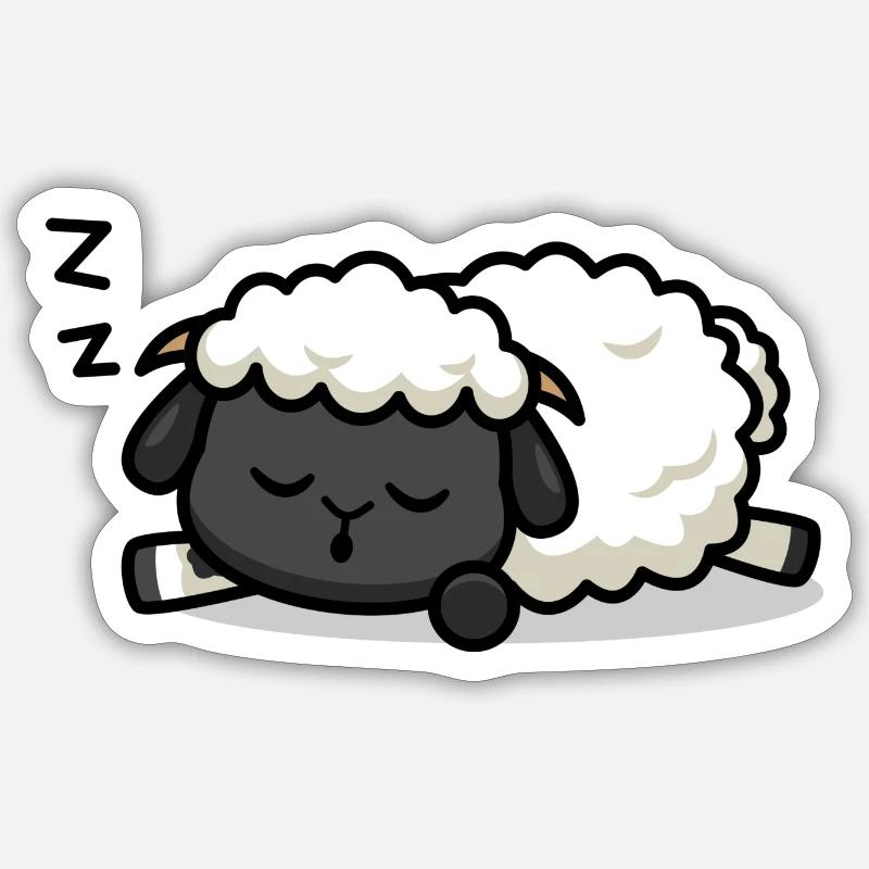 Schlafendes Lamm - Sticker Größe S (10 x 10 cm) - Mattweiß